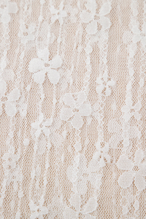 Sheer Floral Lace Long Sleeve Slim Fit Top
